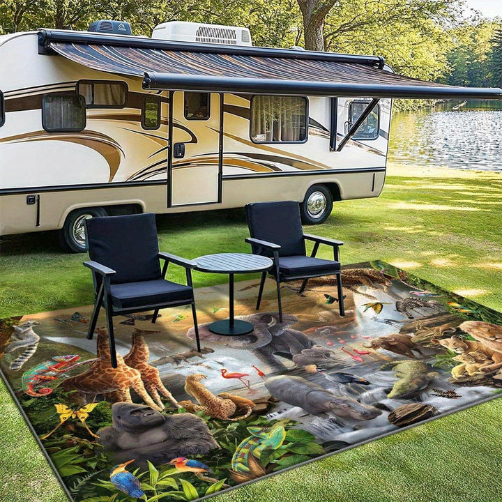 Alfombra de Lujo SevenDeer para Interior/Exterior - Base Antideslizante, Alfombra Resistente para Áreas Grandes en RV, Caravana, Patio o Sala - Lavable a Máquina con Base Antideslizante - Disponible en Tamaños Grandes (1.8m+, 2.16m²+) - Decoración Modern