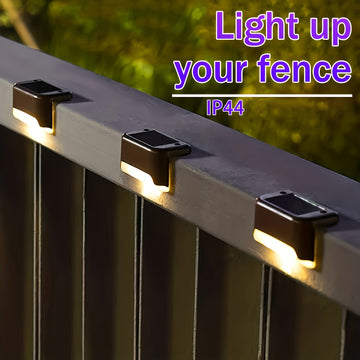 Paquete de 4 Luces Solares para Terraza, Luces Solares para Valla, Luces Exteriores IP44 para Patio, Luces Solares con Energía Solar, Luz Solar para Escalones al Aire Libre, Iluminación Solar para Vallas y Escaleras en Cercas, Pasos, Patios, Terrazas, Ja