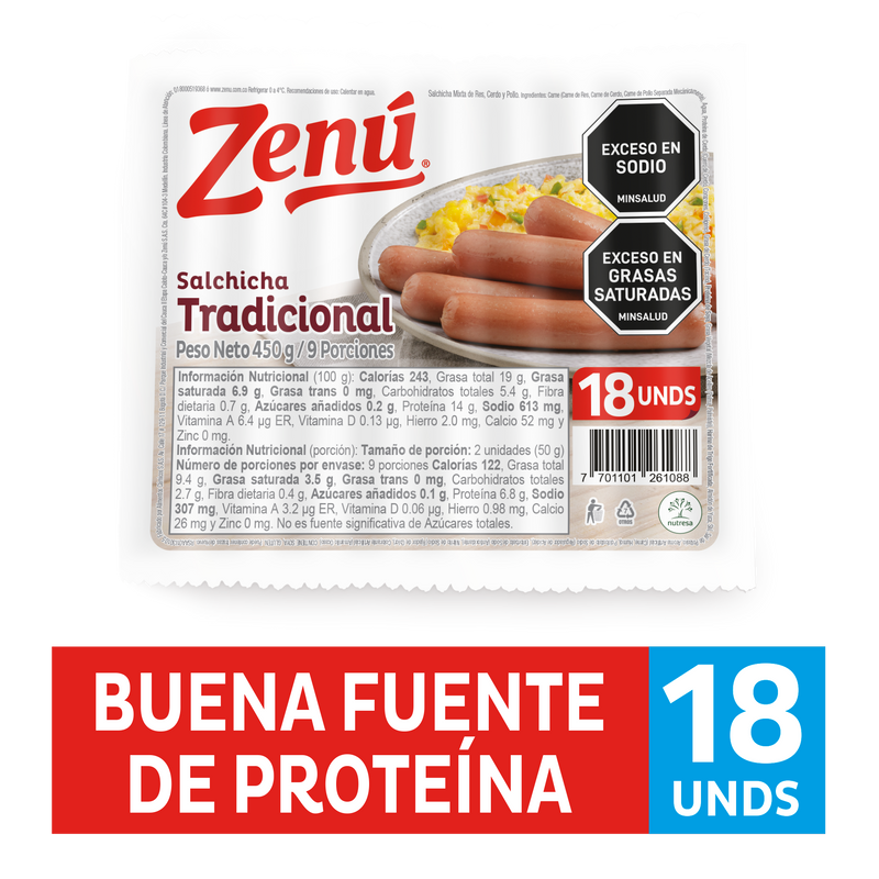 SALCHICHA ZENU 450G TRADICIONAL