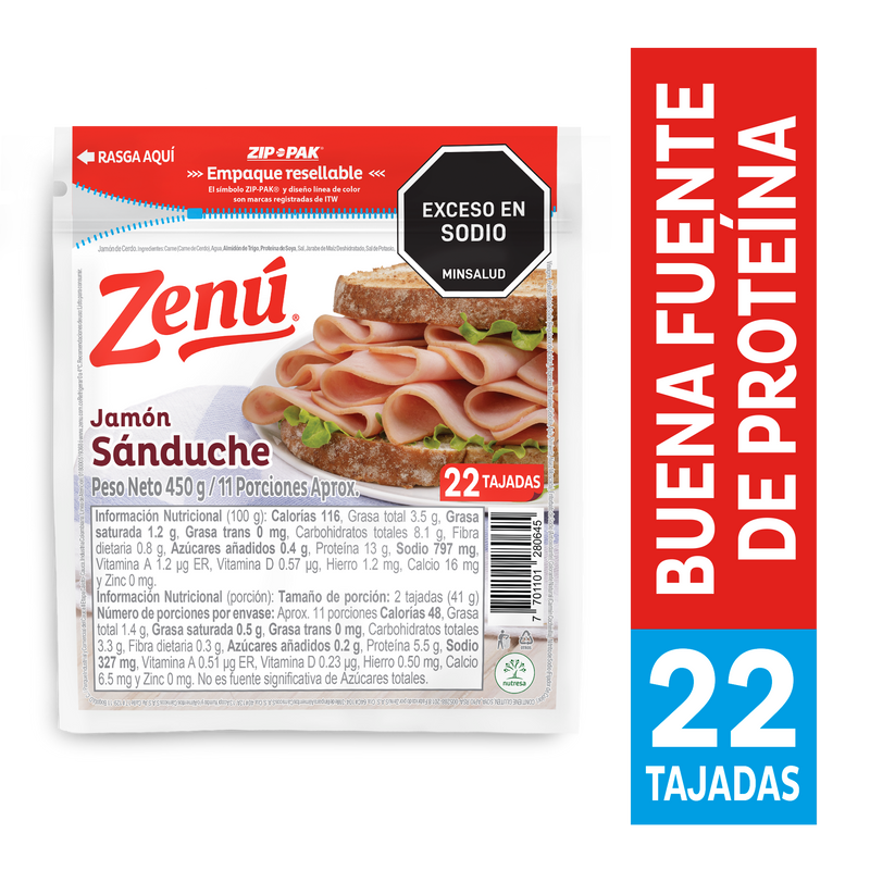 JAMON SANDUCHE ZENU 450G