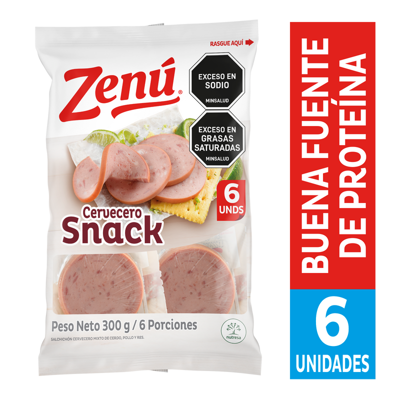 SALCHICHON CERVECERO SNACK ZENU 300G 6U