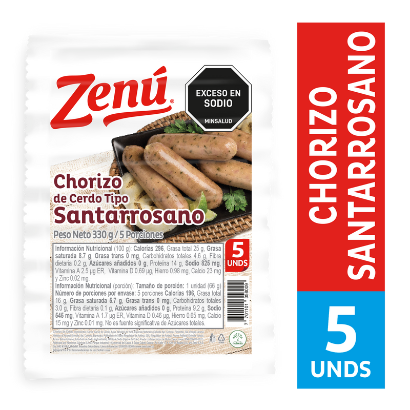 CHORIZO SANTARROSANO ZENU 330G