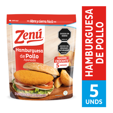 HAMBURGUESA ZENU 425G POLLO APANADO