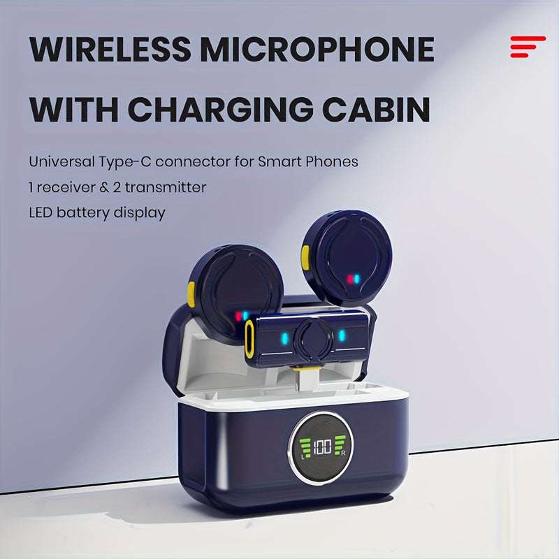 Micrófono redondo inalámbrico mini, micrófono de solapa con doble sujeción magnética, transmisión estable, doble reducción de ruido, ideal para entrevistas, vlogs, transmisiones en vivo, videoconferencias y YouTube/TikTok