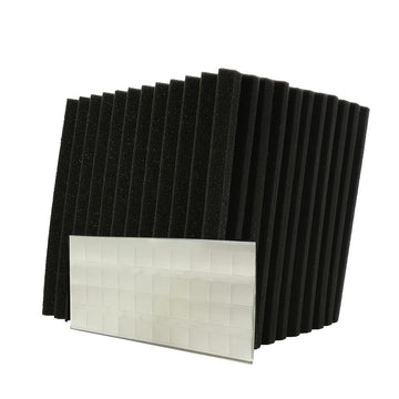 102 piezas, 12" x 12" x 1" Espuma de aislamiento acústico negro nano adhesivo para grabación y cine en casa - Mejora la calidad del sonido, reduce los ecos, perfecto para sistemas de sonido modernos, espuma de aislamiento acústico.