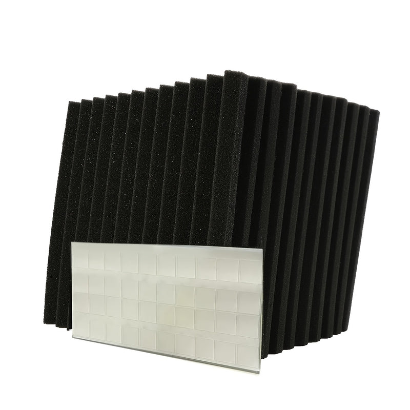 102 piezas, 12" x 12" x 1" Espuma de aislamiento acústico negro nano adhesivo para grabación y cine en casa - Mejora la calidad del sonido, reduce los ecos, perfecto para sistemas de sonido modernos, espuma de aislamiento acústico.