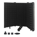 Escudo de Aislamiento de Micrófono Profesional de 3 Paneles con Espuma Absorbente de Alta Densidad - Plegable y Portátil para Podcasting y Grabación en Estudio, Negro