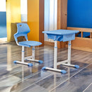 Juego de mesa y silla de estudio ergonómica ajustable - Marco de metal duradero, azul y blanco, ideal para el hogar, la escuela o el entrenamiento, escritorio escolar | Altura ajustable | Diseño ergonómico, mesa de estudio