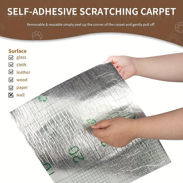 Alfombrilla Rascadora para Gatos Extra Larga 78.7"x15.8" - Duradera, Lavable y Antideslizante de Poliéster para Árboles y Postes de Gatos, Protector Ideal para Sofá - A rayas/Sólido Gris, Fácil de Recortar y Aplicar Autoadhesiva, Protector de Sofá para G