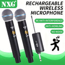 Micrófono inalámbrico NUOXIANGE BbW, micrófono de mano con receptor, para cantar, karaoke, DJ, fiestas, iglesia, bodas, discursos, sistema de micrófono, voltaje de operación ≤36V, doble uso con batería/USB, batería de litio, control de volumen, conector
