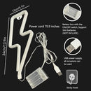 1pc Luz de neón relámpago, luz decorativa LED de doble alimentación por USB o batería, material plástico para colgar en la pared con control de interruptor, adecuada para salas de juegos, bares, fiestas, regalo de cumpleaños