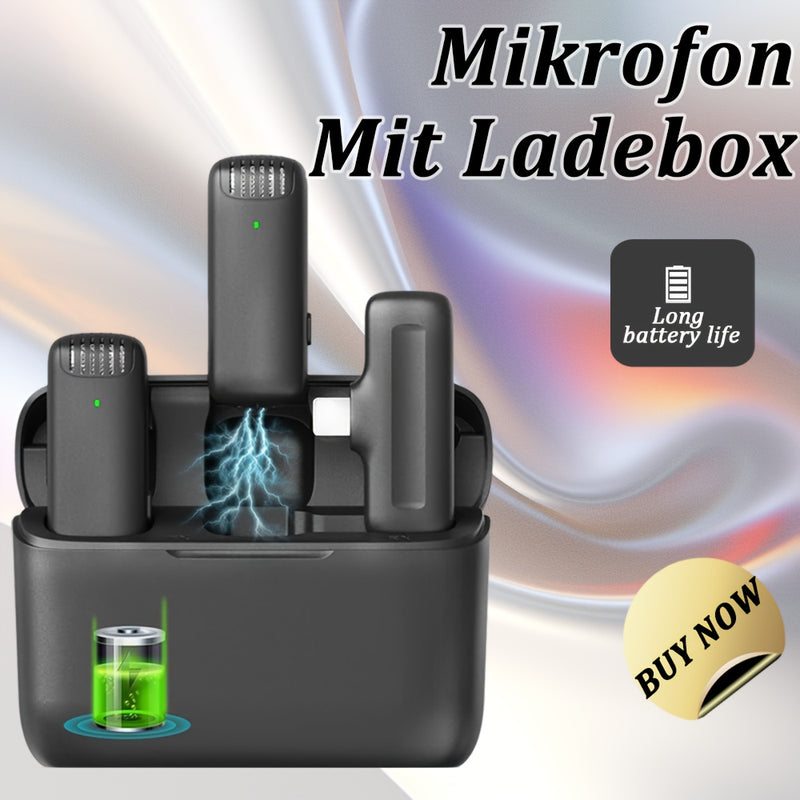 Microfono sin varillas recargable, 2 en 1 profesional con tecnología 2.4G, estuche de carga incluido, para laptop, entrevistas y recepciones, reducción inteligente de ruido