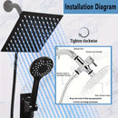 5piezas/ Set, Ducha Externa para Caravana, Alta Presión de Agua Cabeza de Ducha Cuadrada - 3 Modos de Ducha Manual, Material de Acero Inoxidable, Equipado con Manguera Super Larga de 59 Pulgadas, Derivador de 3 Vías, Soporte de Cabeza de Ducha, Kit de Ca