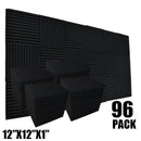 96 piezas de paneles acústicos de espuma negra VIBuilt, 30.48 cm x 30.48 cm x 2.54 cm - Baldosas insonorizadas de alta densidad para estudio, sala de música y sala de juegos, reducción de ruido, fácil instalación, duraderas y absorbentes, paneles insonor