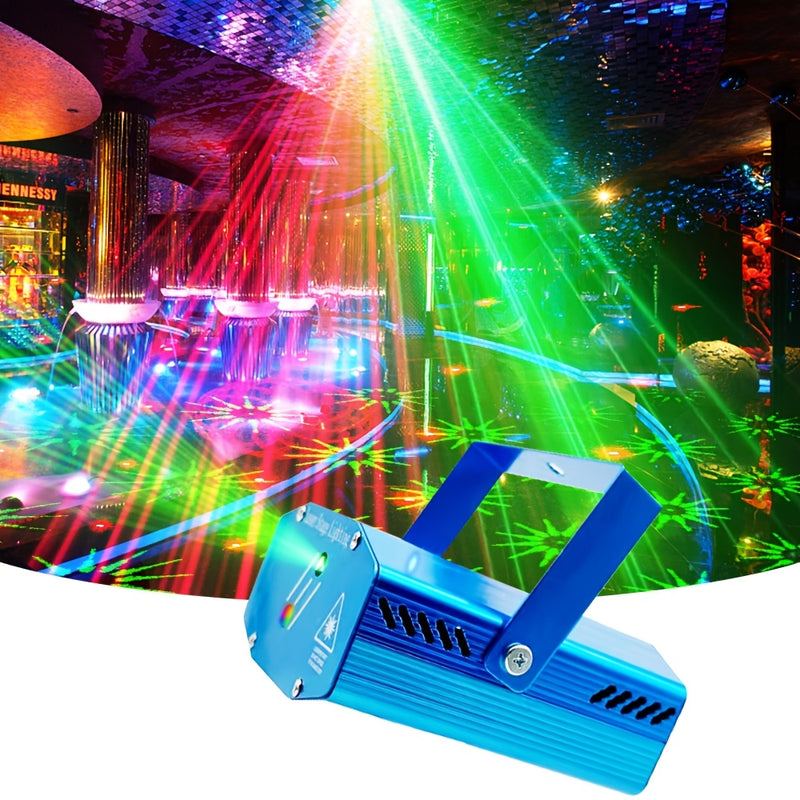 Luz láser doble con concha azul cielo estrellado 07, luz disco, luz para escenario, luz láser trampet, portátil, ideal para presentaciones en vivo, reuniones familiares, fiestas, bodas, bares, KTV, luces para ambiente festivo