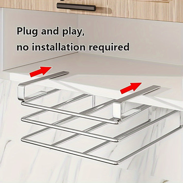 Gancho de Acero Inoxidable para Cocina con Tabla de Cortar - Organizador Fácil de Montar en la Pared para Puertas de Armarios, Toallas, Herramientas y Utensilios, Ideal para Almacenamiento en Cocinas o Baños, Estante Montado en la Pared | Espacio Organiz