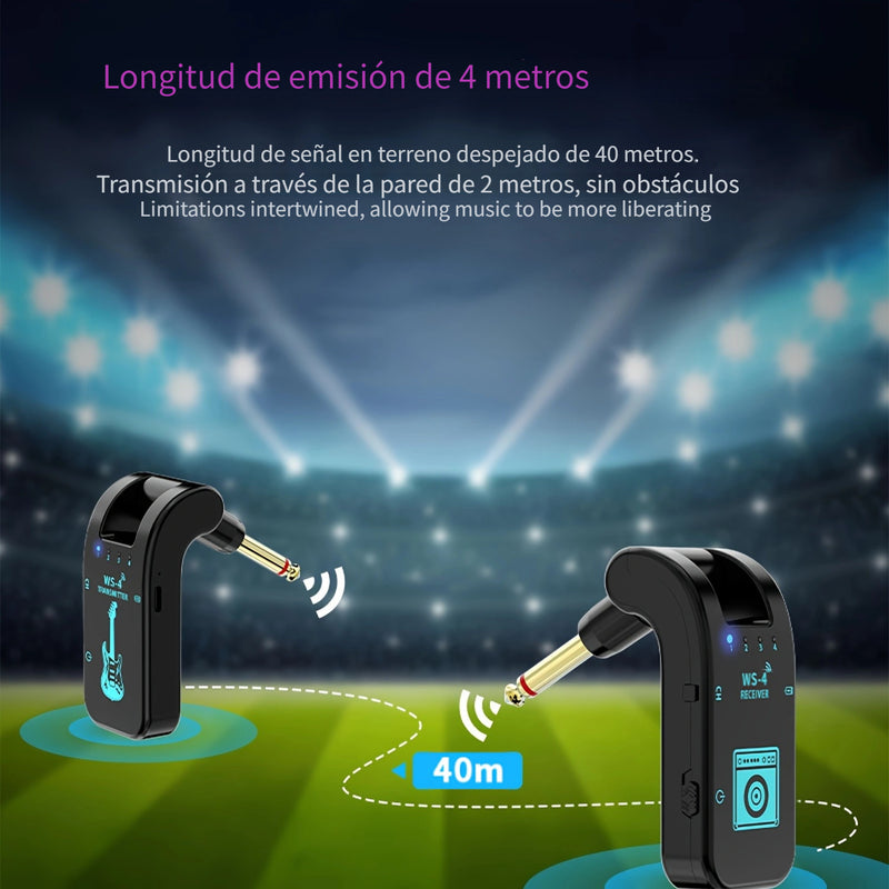 Sistema de transmisión inalámbrica 2.4G para guitarra con transmisor y receptor inalámbricos