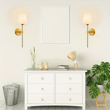 2 Piezas de Aplique Moderno Retro Industrial, Pantalla de Tela Blanca para Baño, Apto para Dormitorio, Mesita de Noche, Sala, Pasillo, Cafetería y Otros Espacios Comerciales, Bombilla no Incluida E26
