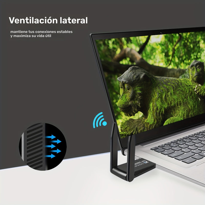 Adaptador USB WiFi de doble banda WIMOTEK de 1300 Mbps con antenas de 5 dBi, 802.11AC, USB 3.0, compatible con Windows 11/10/8/7/XP, Mac OS 10.9-10.15, conectividad Wi-Fi confiable para PC de escritorio