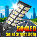 1 pieza de luz solar para calle 504LED, luces solares de 6500K, con sensor de movimiento de ángulo amplio, 3 modos, desde el atardecer hasta el amanecer, batería de gran capacidad de 4500mAh y soporte plegable para iluminación exterior en jardín, patio y