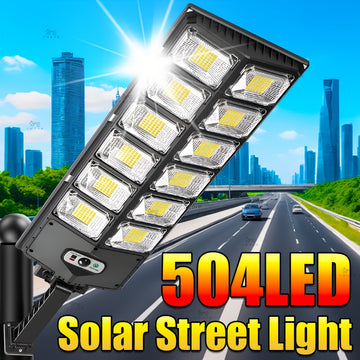 1 pieza de luz solar para calle 504LED, luces solares de 6500K, con sensor de movimiento de ángulo amplio, 3 modos, desde el atardecer hasta el amanecer, batería de gran capacidad de 4500mAh y soporte plegable para iluminación exterior en jardín, patio y