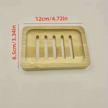 Jabonera de Bambú de Alta Calidad con Bandeja de Drenaje Automático - Soporte de Jabón de Madera Rectangular para Ducha, Baño y Cocina - Color Natural