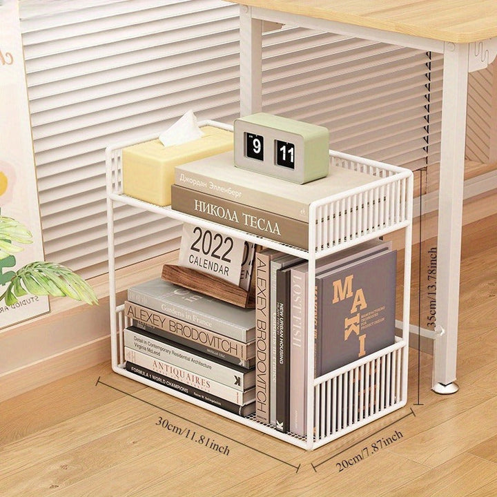 1 unidad Organizador de escritorio de metal moderno, estantería de almacenamiento abierto de varios niveles para suministros de oficina, libros, bocadillos de cocina, no requiere electricidad, construcción de metal duradera