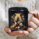 Taza de Cerámica de Disney Mickey y Minnie Mouse 1ud 11oz - Diseño Elegante con Letra Dorada A, Taza Duradera para Café, Té, Leche, Vino, Solo Lavado a Mano, Regalo de Cumpleaños para Fanáticos de Disney, Copa Disney