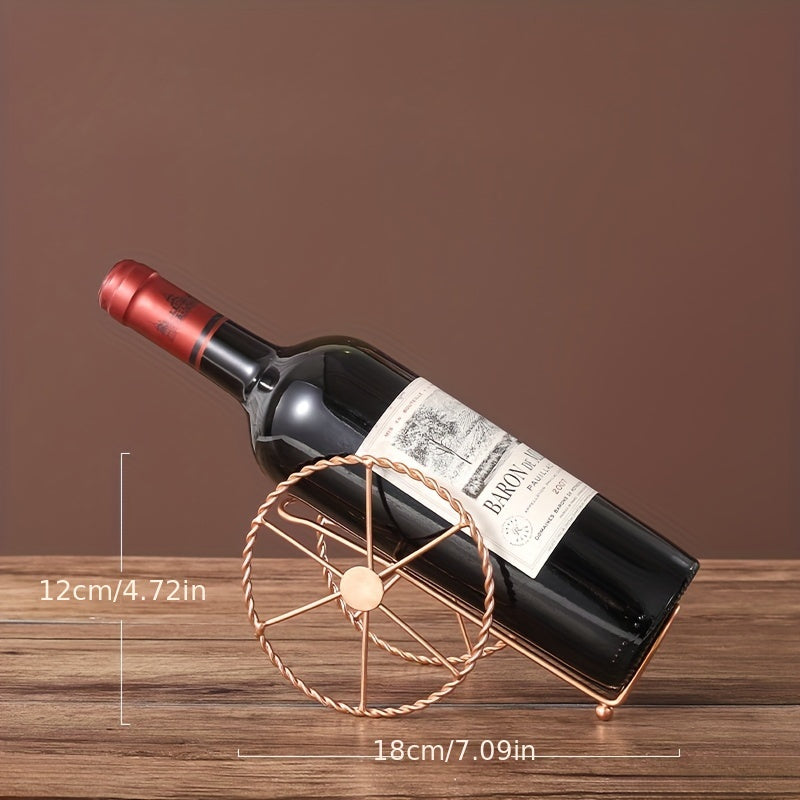 Soporte para botellas de vino de mesa de metal - Estantes decorativos de estilo vintage para accesorios de cocina y bar en el hogar con función de almacenamiento de una sola botella