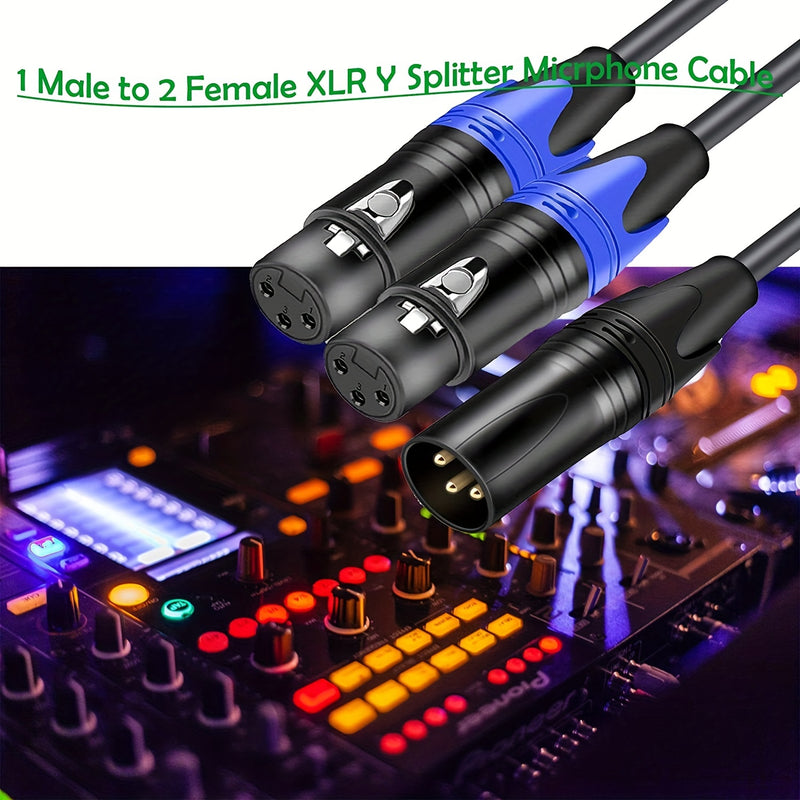 Cable de Micrófono Divisor en Y de 3 Pines XLR Hembra a Doble XLR Macho - Cable de Audio Balanceado para Grabación de Micrófono Estéreo - Idea de Regalo para Eid Al-Adha Mubarak para Músicos e Ingenieros de Sonido