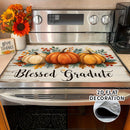 1pc Cubierta Decorativa para Estufa de Acción de Gracias - con Calabaza, Texto "Graduado Bendecido" - Protector Antirrayas con Forro de Goma para Estufas a Gas/Eléctricas - Ajuste para Estufas Eléctricas Estándar - Decoración para Acción de Gracias, Otoñ