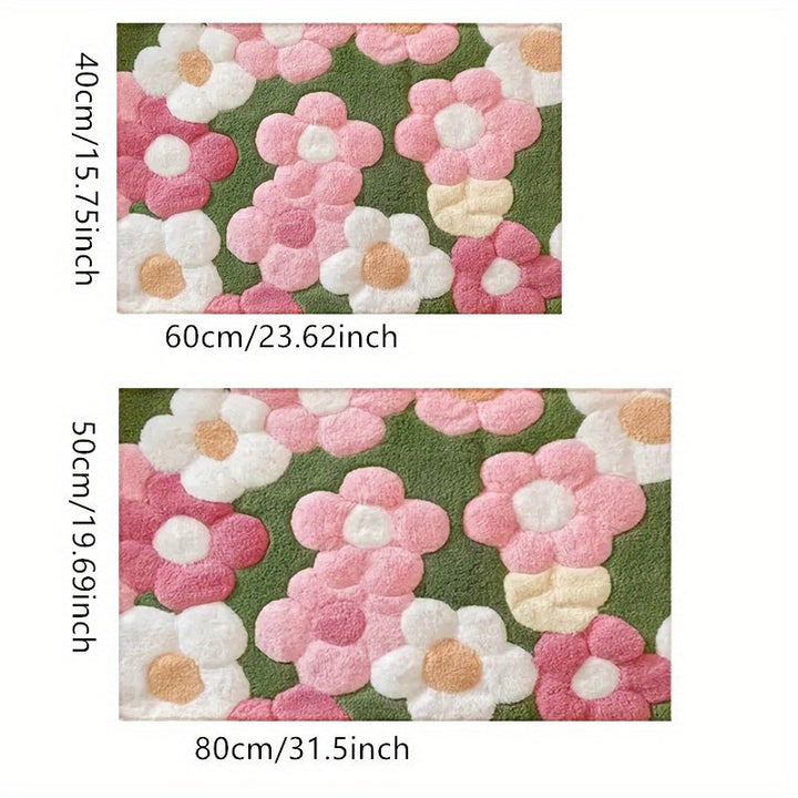1 alfombra de baño antideslizante con diseño floral brillante, súper suave, absorbente y de secado rápido, lavable, ideal para cocina, entrada y decoración de ducha - Regalo perfecto para casa nueva, accesorios de baño