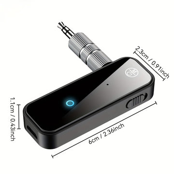 Transmisor y receptor sin varillas 5.0, Modo Dual (TX/RX), Entrada AUX, Carga USB, Baja Latencia para Estéreo de Auto, Hogar, Oficina, Smartphone, Tableta - Compatible con Dispositivos Inalámbricos, Equipo de Audio de Oficina, Diseño Elegante del Recepto