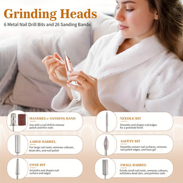 Kit Profesional de Taladro Eléctrico para Uñas Recargable y Portátil con Lima, Herramientas de Pulido para Manicura