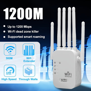 Amplificador de señal WiFi, compatible con WIFI6, con puerto Ethernet, 6 antenas 360°, cobertura de hasta 11000 pies cuadrados, adecuado para más de 35 dispositivos, repetidor de WiFi para el hogar, configuración de un solo clic.