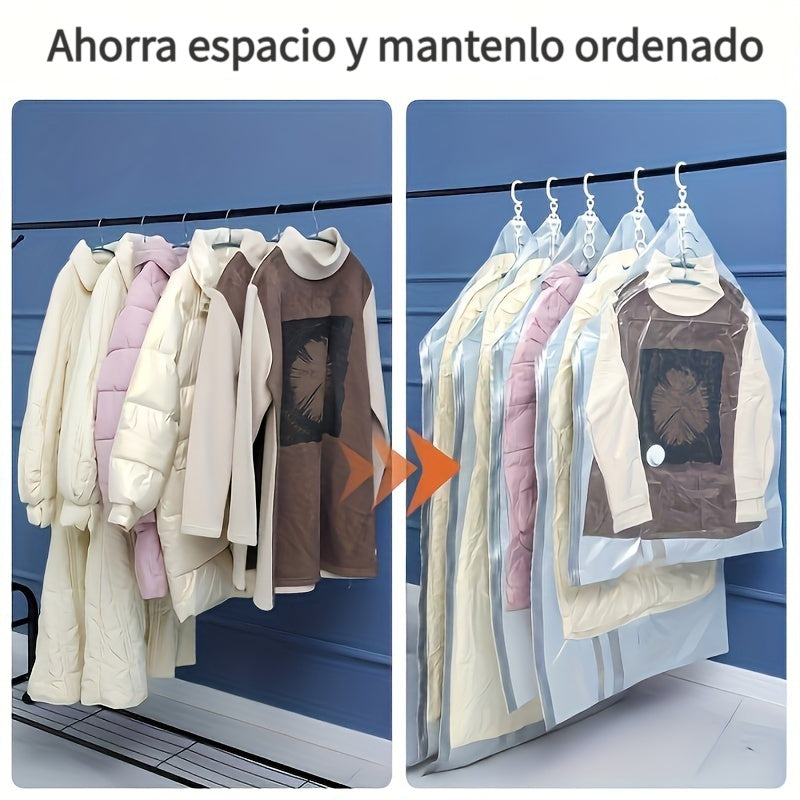 Bolsas al vacío para ropa, abrigos y chaquetas, ahorradoras de espacio, 2/4/6 paquetes con bomba manual, cierre con cremallera, material plástico, forma rectangular, no requiere electricidad