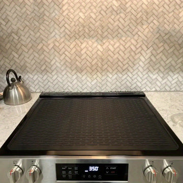 1pieza Cubierta de silicona extra grande para estufa, 71.12x50.8 cm, resistente al calor y antideslizante, se adapta a estufas eléctricas y encimeras de vidrio, ideal para RV y cocina, negro/gris