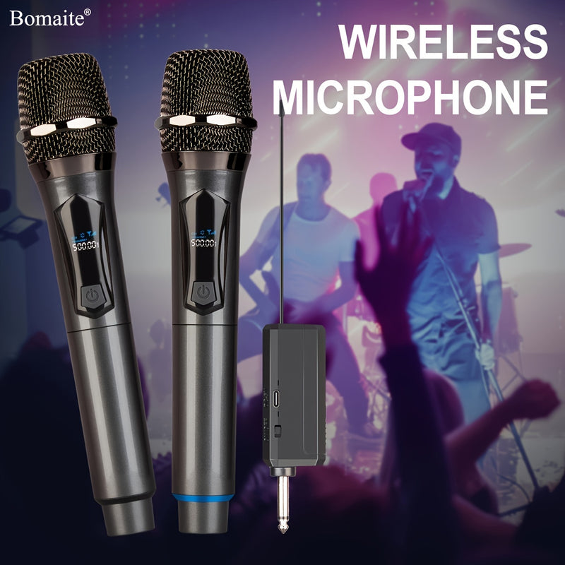 Microfono sin varillas Bomaite, Micrófono de Karaoke Portátil con Receptor Recargable para Fiestas, Iglesias y Bodas