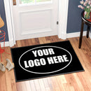 Felpudo de terciopelo cristal grueso de 1kg/m² con respaldo de silicona personalizable, alfombra de entrada para decoración del hogar, solo lavado a mano, 100% poliéster, negro con espacio para texto en blanco