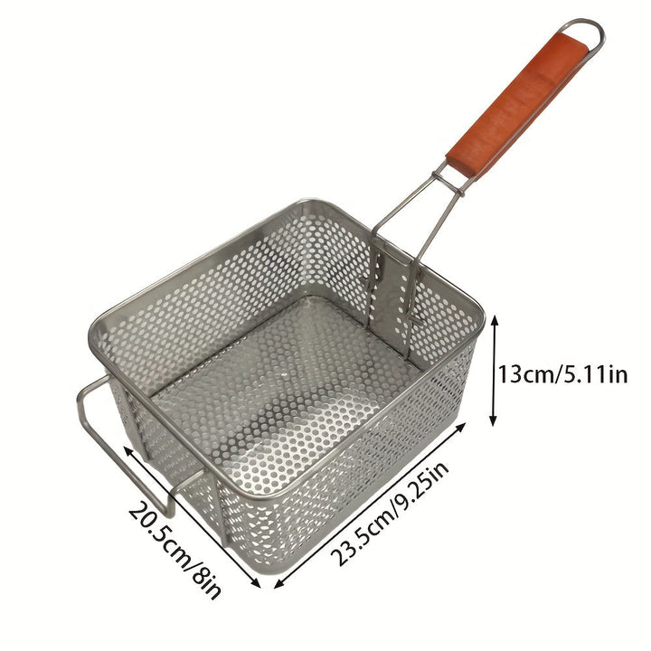 Cesta de freír de acero inoxidable con asa - Accesorio de filtración de aceite de metal para freidor de aire/freidor profundo, fácil limpieza, herramienta de cocina duradera