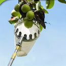 1pc Recogedor de frutas extensible de acero inoxidable con varilla telescópica - Herramienta de cosecha de jardín para alcanzar manzanas, caquis, mangos, nísperos con cesta de absorción de impactos, alcance de 74 pulgadas
