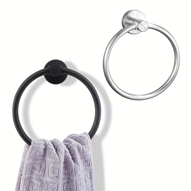 1pc Anillos De Toalla De Acero Inoxidable, Anillo De Toalla Redondo Para Baño Cocina, Toallero Montado En La Pared Barra De Toalla