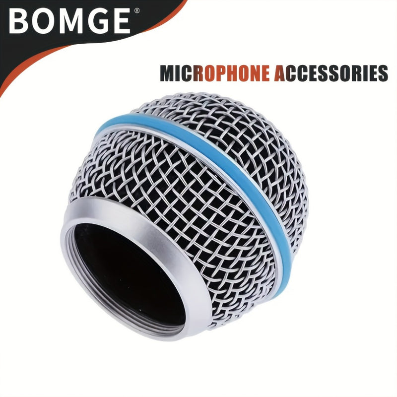 Cabeza de reemplazo de malla metálica para SM58/BETA58/BETA87 de BOMGE - Ventilación de micrófono de mano de hierro duradera para Shure BLX4/PGX4/QLXD4/SLX4/ULXD4, no necesita batería, equipo de audio profesional, acabado metálico elegante, construcción