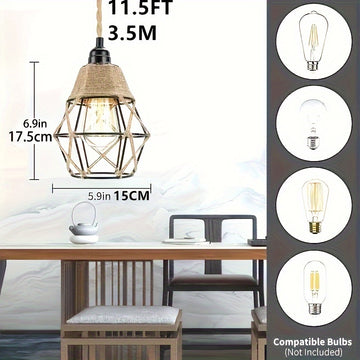 3.51 metros Lámpara Colgante Industrial con Interruptor de Encendido/Apagado - Luz para Isla de Cocina, Dormitorio y Sala de Estar