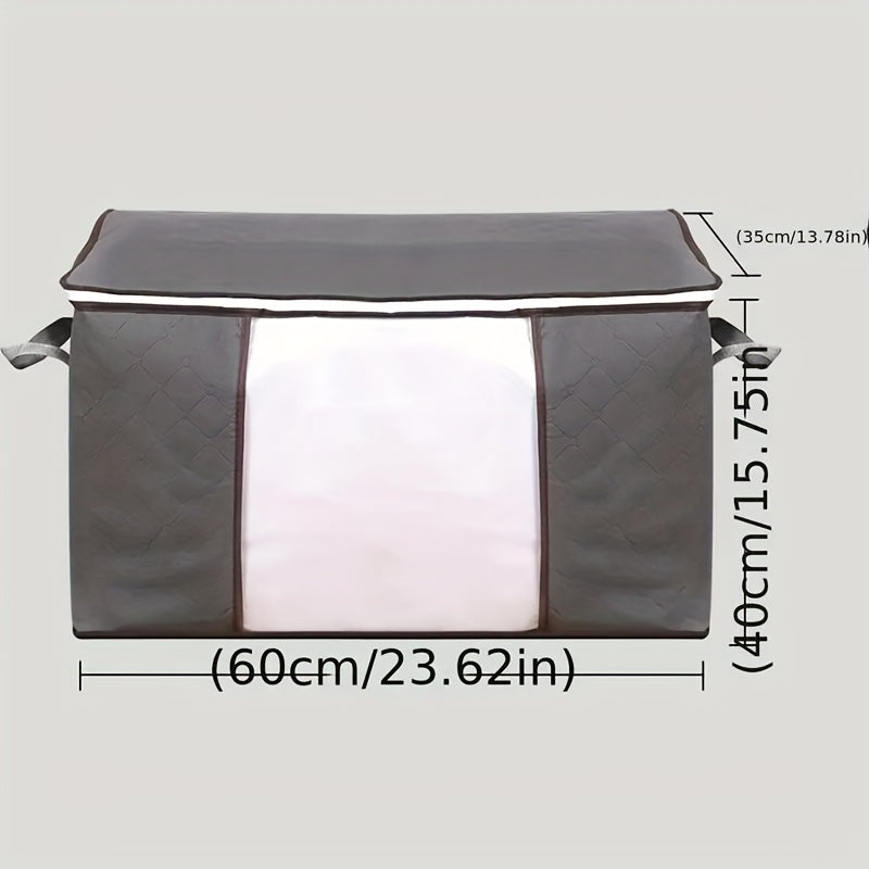 1 Bolsa De Edredón Con Cremallera Bolsa De Almacenamiento De Ropa Grande, Bolsa Organizadora De Ropa Con Asa Ventana Transparente, Contenedor De Almacenamiento Para Manta De Edredón
