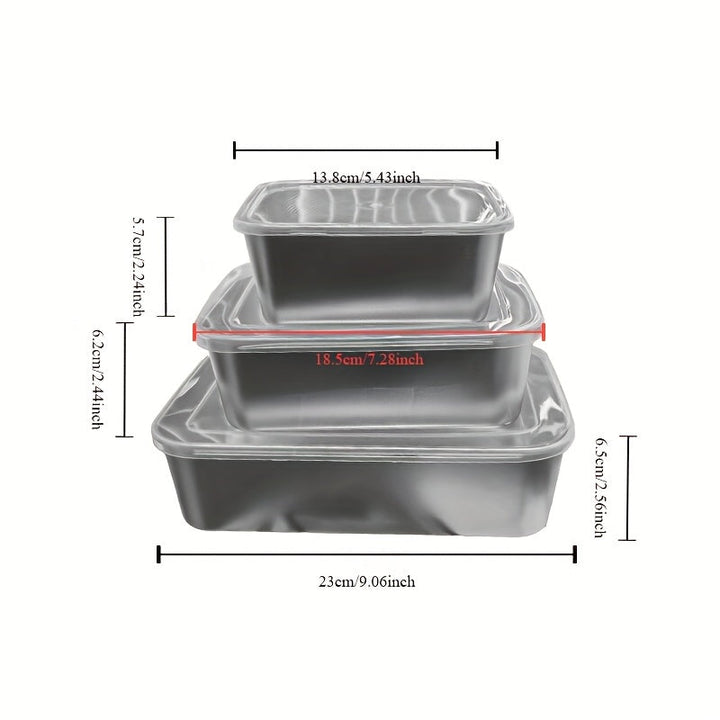 Juego de 3 Piezas de Recipientes para Almacenamiento de Alimentos de Acero Inoxidable con Tapas - Apto para Lavavajillas, Contenedores Cuadrados para Frutas y Verduras, Ideal para Organización en Nevera y Preparación de Comidas