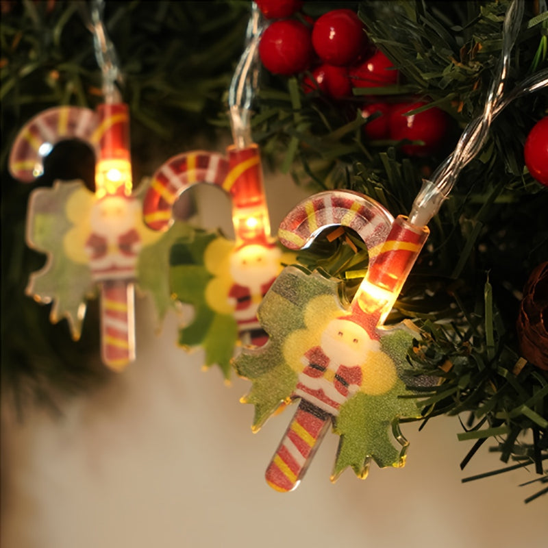1pc Luces de Cadena de Acrílico Nuevas de Navidad con Forma de Muleta de Caramelo 1.5m 10LED Luces de Cadena LED Navideñas Brillantes 10 LED Luces de Navidad con Pilas Luminosas Luces de Cadena de Hadas de Muleta de Caramelo para Decoración de Chimenea d