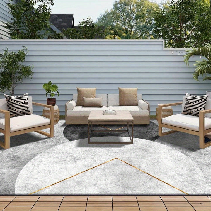 Siete Ciervos Alfombra de Exterior de Lujo de Veludo - 850g/m² Suave, Duradera y Lavable en Máquina, Alfombra Rectangular para Patio de Jardín con Patrones Geométricos para Patio, Balcón, Comedor al Aire Libre y Picnic - Disponible en Varios Tamaños, Dec