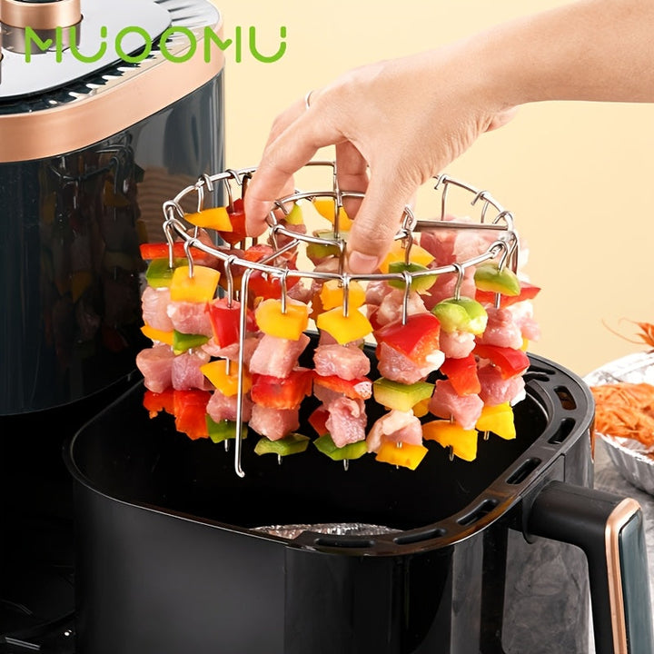 Brochetas de Acero Inoxidable con Ganchos Colgantes - Kit Accesorio para Freidora de Aire y Horno, Palitos para Parrilla BBQ para Kebabs de Carne