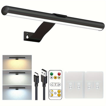 1 unidad de luz LED para cuadros de 32.0 cm con control remoto, batería recargable, brillo y temporizador ajustables, 300LM, montaje con adhesivo o tornillos para obras de arte, retratos, galerías - alimentación por USB, acabado mate moderno